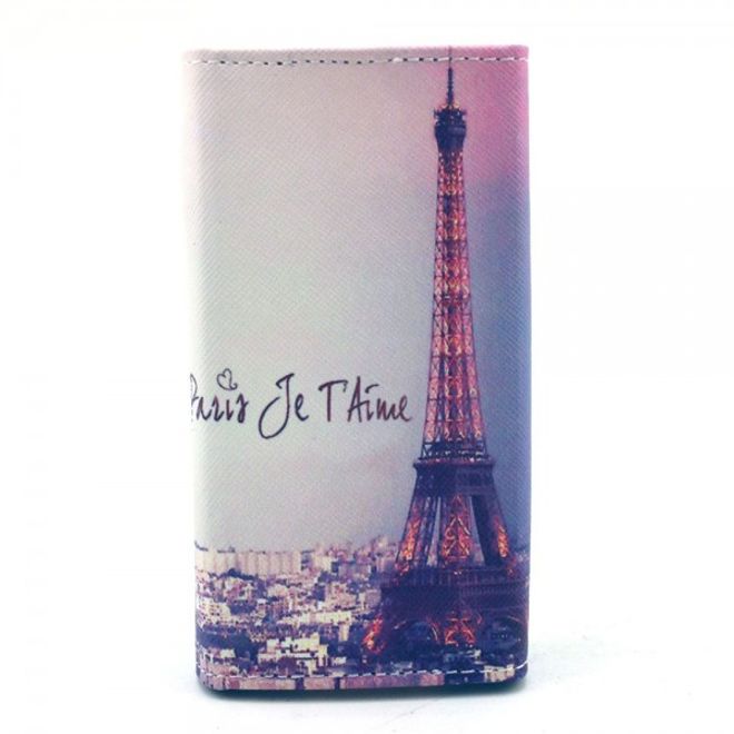 Universelles Leder Case für Smartphones bis 13.8x7x1.5cm mit Eiffelturm und Schriftzug