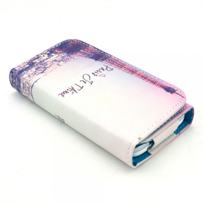 Universelles Leder Case für Smartphones bis 13.8x7x1.5cm mit Eiffelturm und Schriftzug