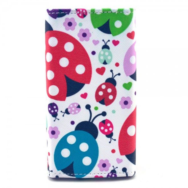 Universelles Leder Case für Smartphones bis 13.8x7x1.5cm mit farbigen Marienkäfern