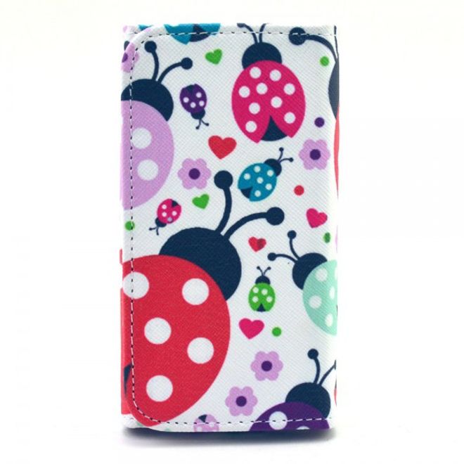 Universelles Leder Case für Smartphones bis 14.4x7.5x1.5cm mit farbigen Maikäfern