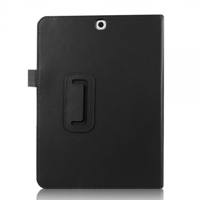 Samsung Galaxy Tab S2 9.7 Schickes, faltbares Leder Smart Case mit Litchitextur - schwarz
