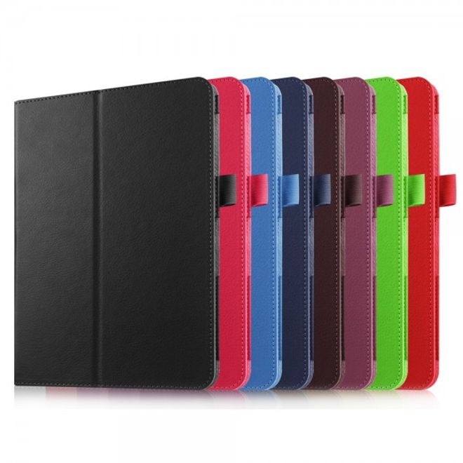 Samsung Galaxy Tab S2 9.7 Schickes, faltbares Leder Smart Case mit Litchitextur - schwarz