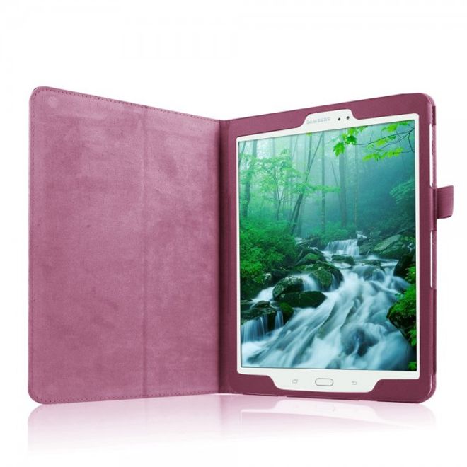Samsung Galaxy Tab S2 9.7 Schickes, faltbares Leder Smart Case mit Litchitextur - purpur