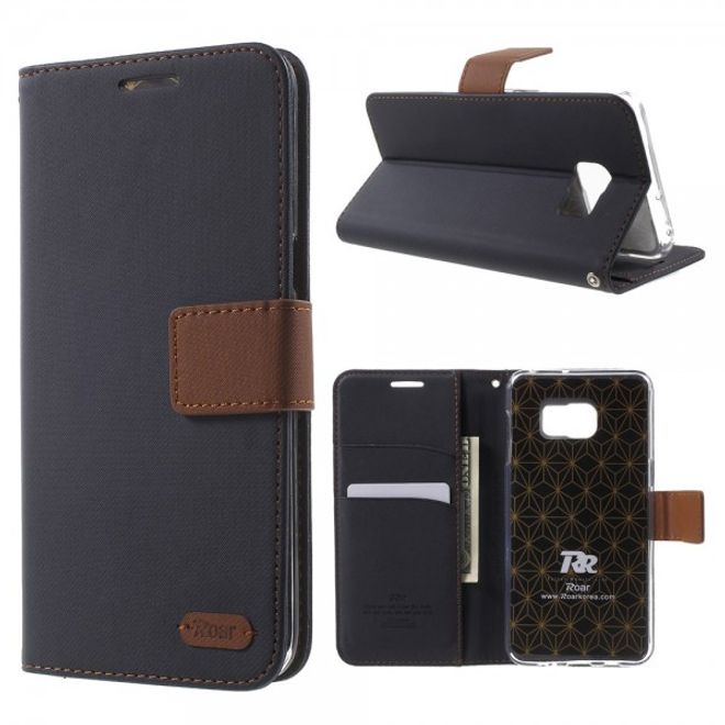 Galaxy S6 Edge Plus Roar Korea Trendiges Leder Case mit Standfunktion - schwarz