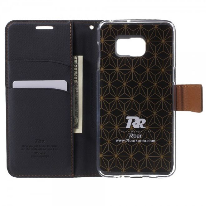 Galaxy S6 Edge Plus Roar Korea Trendiges Leder Case mit Standfunktion - schwarz