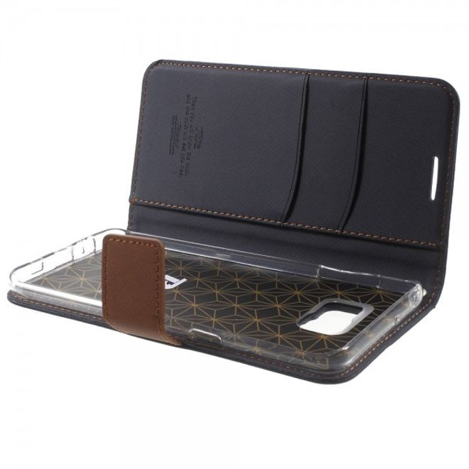 Galaxy S6 Edge Plus Roar Korea Trendiges Leder Case mit Standfunktion - schwarz