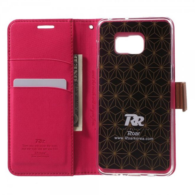 Galaxy S6 Edge Plus Roar Korea Trendiges Leder Case mit Standfunktion - rosa