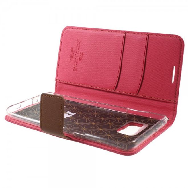 Galaxy S6 Edge Plus Roar Korea Trendiges Leder Case mit Standfunktion - rosa