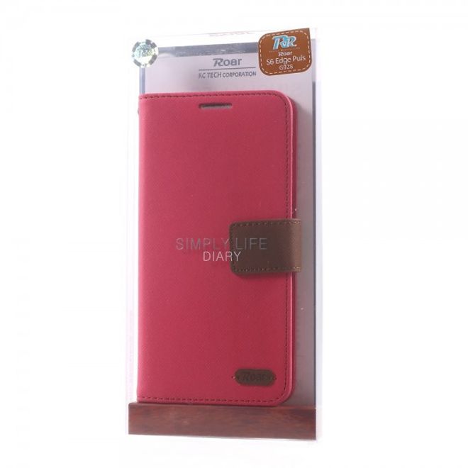 Galaxy S6 Edge Plus Roar Korea Trendiges Leder Case mit Standfunktion - rosa