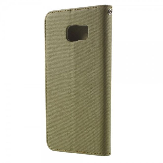 Galaxy S6 Edge Plus Roar Korea Trendiges Leder Case mit Standfunktion - khakifarben