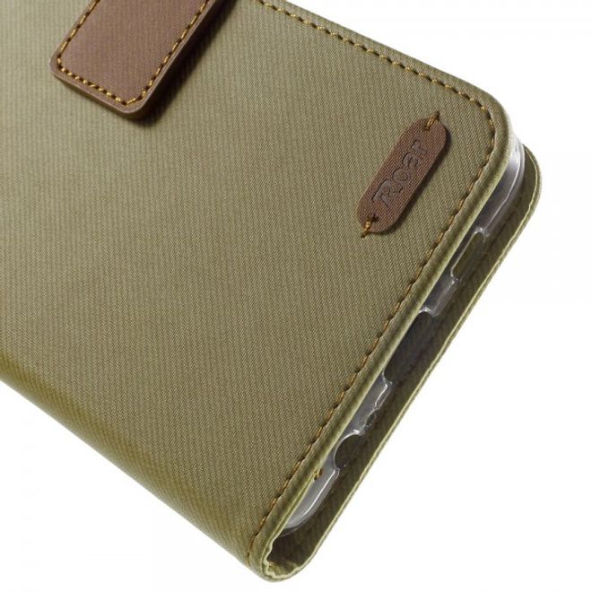 Galaxy S6 Edge Plus Roar Korea Trendiges Leder Case mit Standfunktion - khakifarben