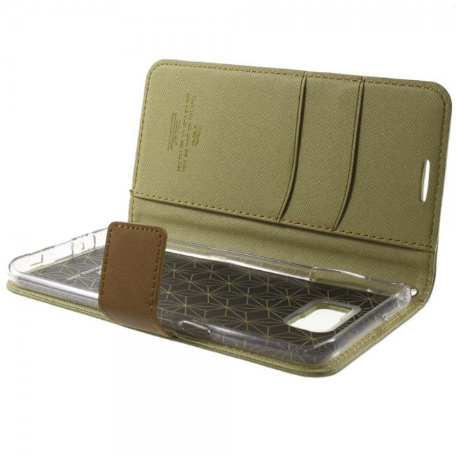 Galaxy S6 Edge Plus Roar Korea Trendiges Leder Case mit Standfunktion - khakifarben