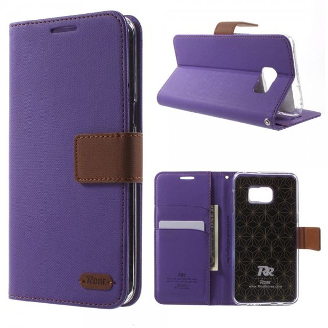 Galaxy S6 Edge Plus Roar Korea Trendiges Leder Case mit Standfunktion - purpur