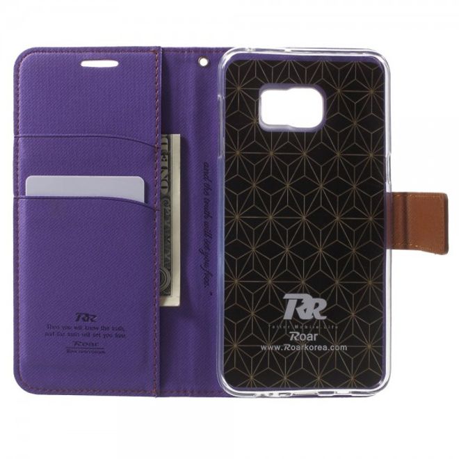Galaxy S6 Edge Plus Roar Korea Trendiges Leder Case mit Standfunktion - purpur