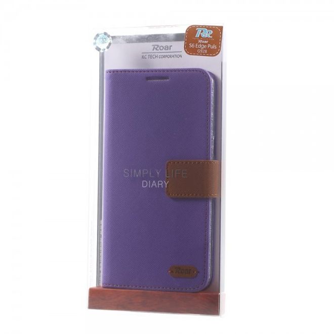 Galaxy S6 Edge Plus Roar Korea Trendiges Leder Case mit Standfunktion - purpur