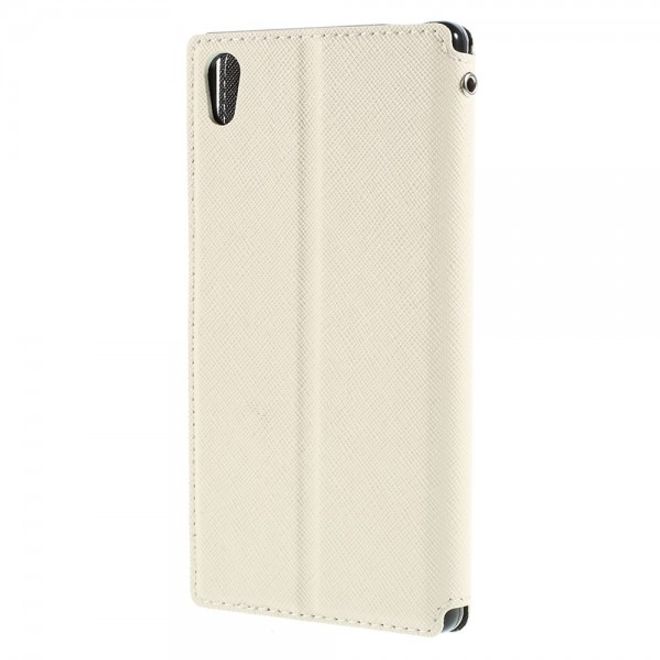 Sony Xperia Z5 Roar Korea Diary View Leder Flip Case mit kleinem Fenster - weiss
