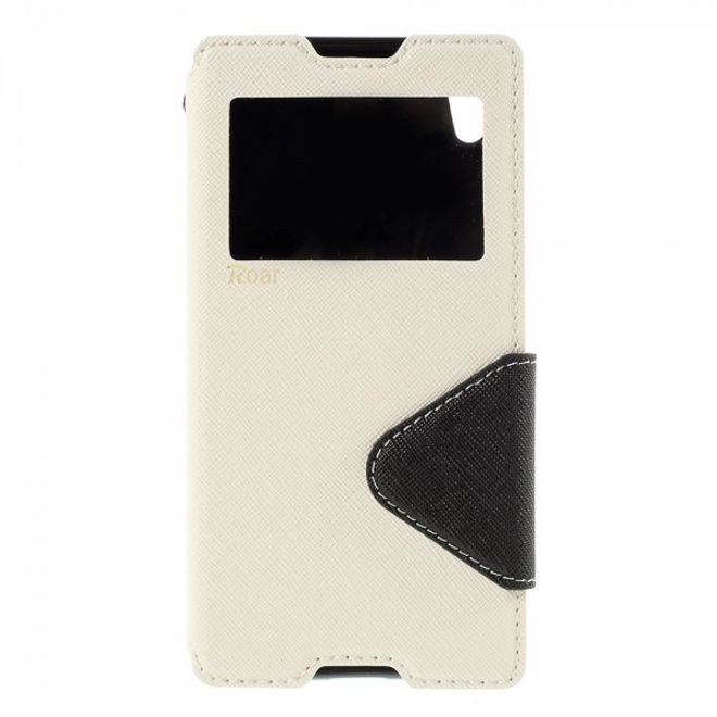 Sony Xperia Z5 Roar Korea Diary View Leder Flip Case mit kleinem Fenster - weiss