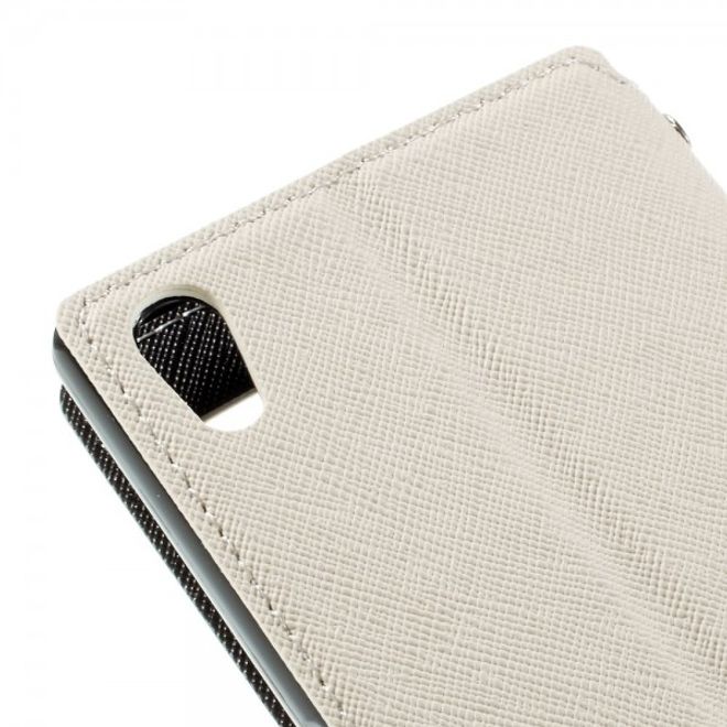 Sony Xperia Z5 Roar Korea Diary View Leder Flip Case mit kleinem Fenster - weiss