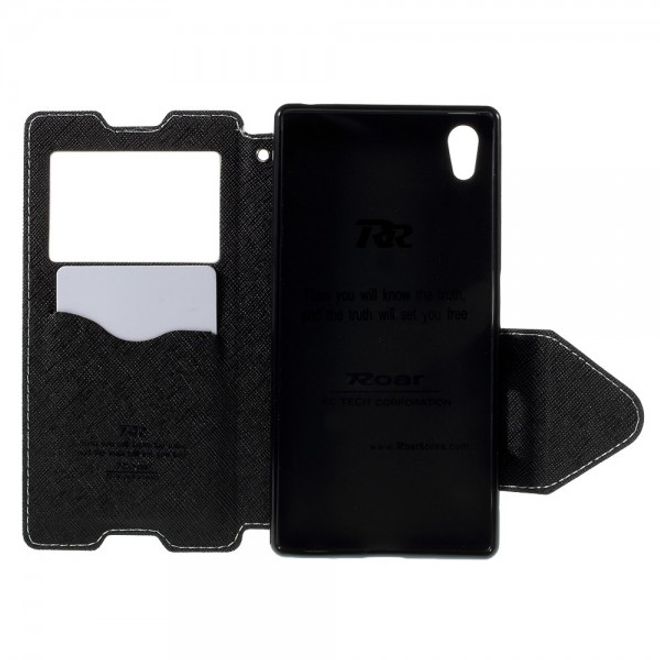 Sony Xperia Z5 Roar Korea Diary View Leder Flip Case mit kleinem Fenster - weiss