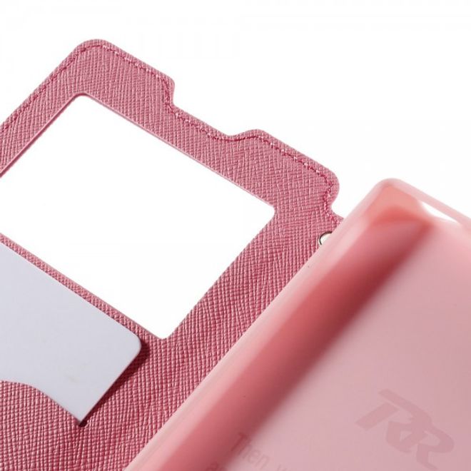 Sony Xperia Z5 Roar Korea Diary View Leder Flip Case mit kleinem Fenster - rosa