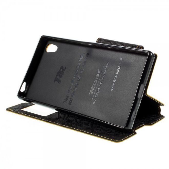 Sony Xperia Z5 Roar Korea Diary View Leder Flip Case mit kleinem Fenster - gelb