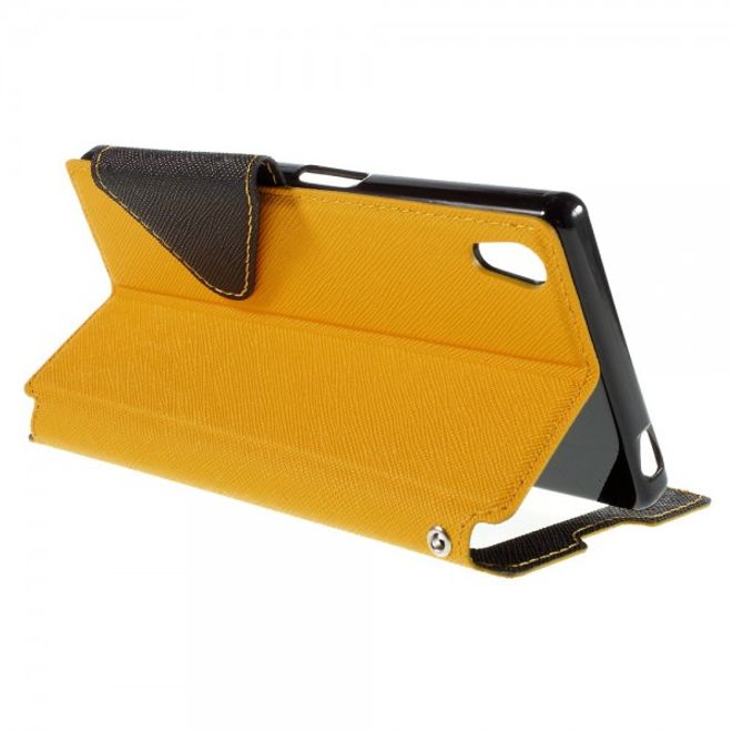 Sony Xperia Z5 Roar Korea Diary View Leder Flip Case mit kleinem Fenster - gelb