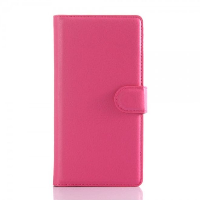 Sony Xperia Z5 Klassisches Leder Case mit Litchitextur und Standfunktion - rosa