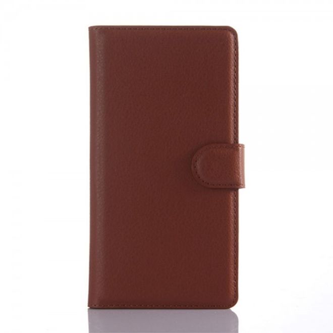 Sony Xperia Z5 Klassisches Leder Case mit Litchitextur und Standfunktion - braun