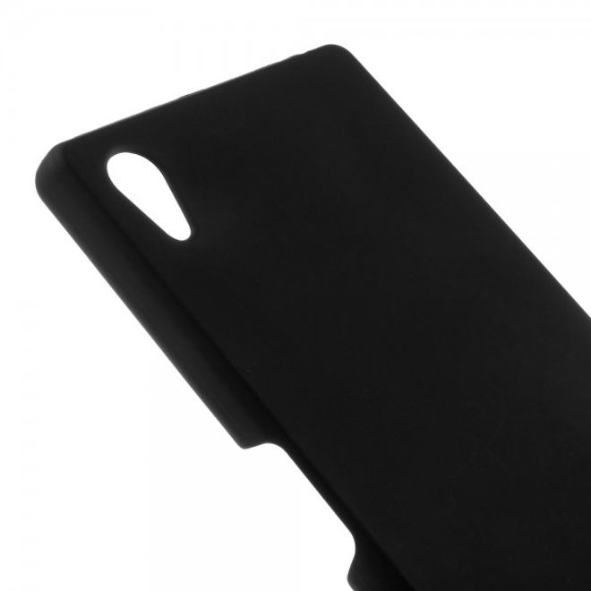 Sony Xperia Z5 Gummiertes Hart Plastik Case - schwarz