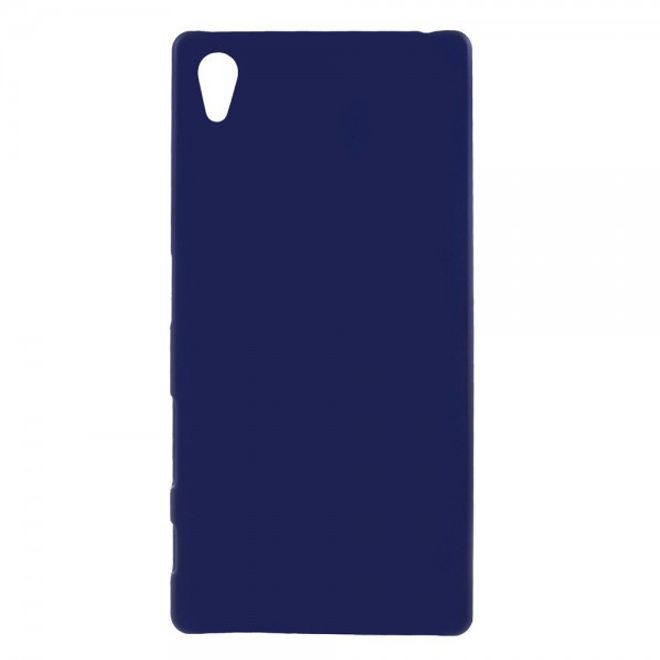Sony Xperia Z5 Gummiertes Hart Plastik Case - dunkelblau
