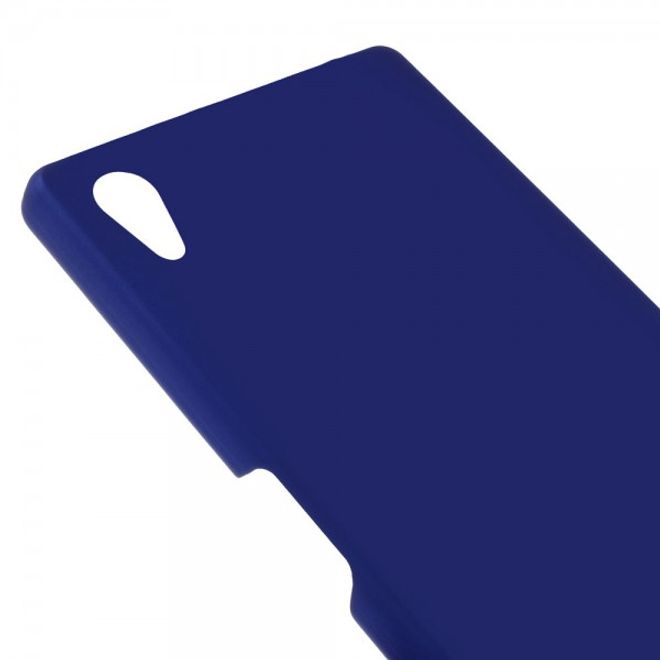 Sony Xperia Z5 Gummiertes Hart Plastik Case - dunkelblau