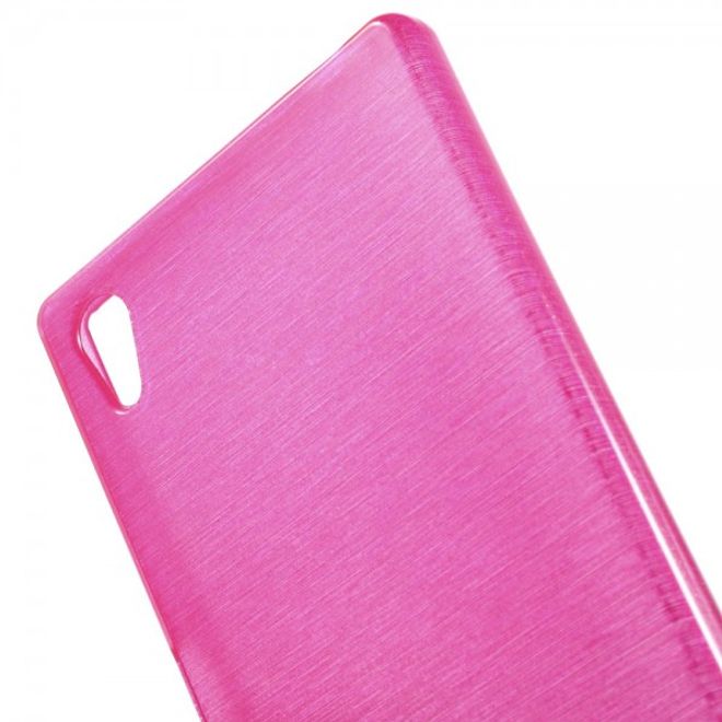 Sony Xperia Z5 Leicht glänzendes, gebürstetes und elastisches Plastik Case - rosa
