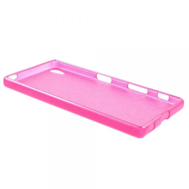 Sony Xperia Z5 Leicht glänzendes, gebürstetes und elastisches Plastik Case - rosa