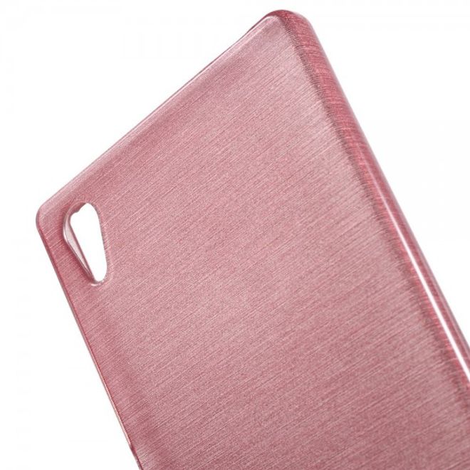Sony Xperia Z5 Leicht glänzendes, gebürstetes und elastisches Plastik Case - pink