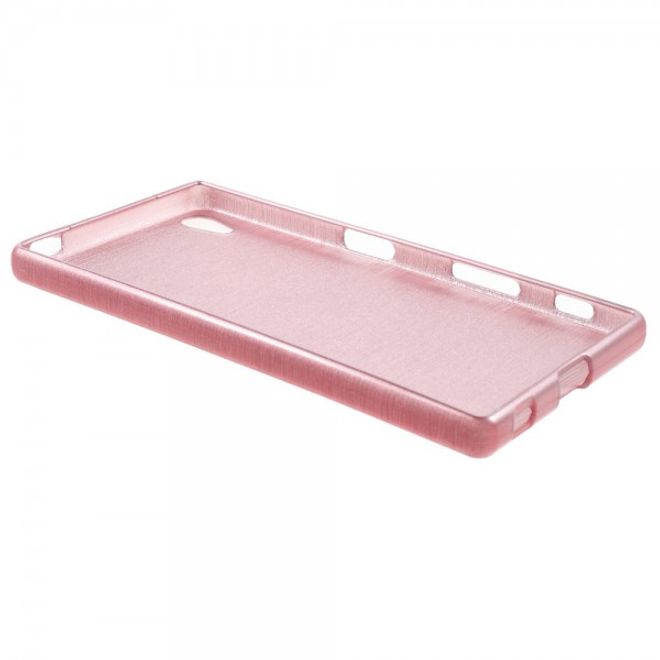 Sony Xperia Z5 Leicht glänzendes, gebürstetes und elastisches Plastik Case - pink