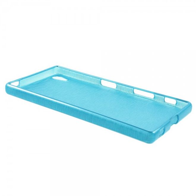 Sony Xperia Z5 Leicht glänzendes, gebürstetes und elastisches Plastik Case - blau