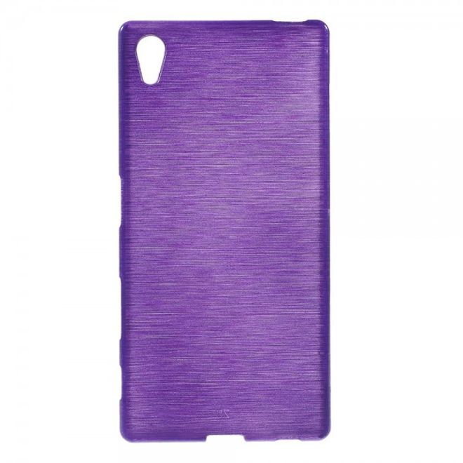 Sony Xperia Z5 Leicht glänzendes, gebürstetes und elastisches Plastik Case - purpur