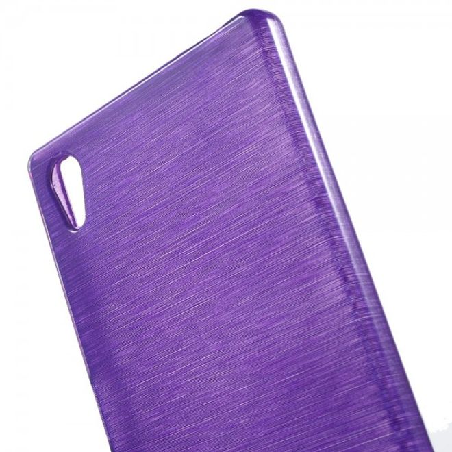 Sony Xperia Z5 Leicht glänzendes, gebürstetes und elastisches Plastik Case - purpur