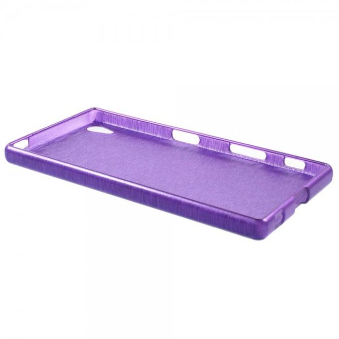 Sony Xperia Z5 Leicht glänzendes, gebürstetes und elastisches Plastik Case - purpur