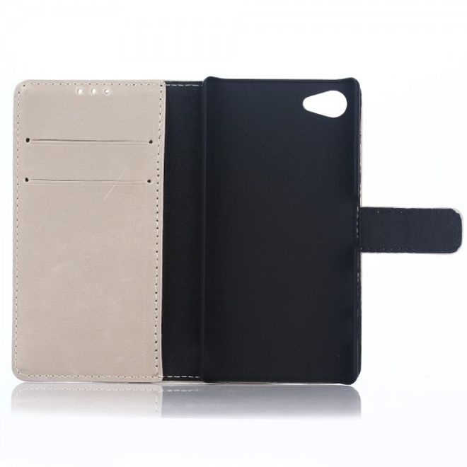Sony Xperia Z5 Compact Retro Crazy Horse Leder Case mit Standfunktion - grau