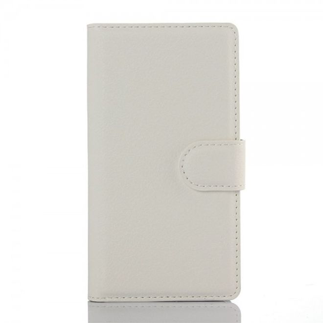 Sony Xperia Z5 Compact Leder Case mit Litchitextur und Standfunktion - weiss