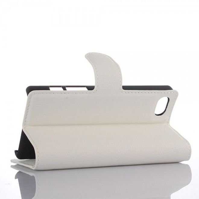 Sony Xperia Z5 Compact Leder Case mit Litchitextur und Standfunktion - weiss