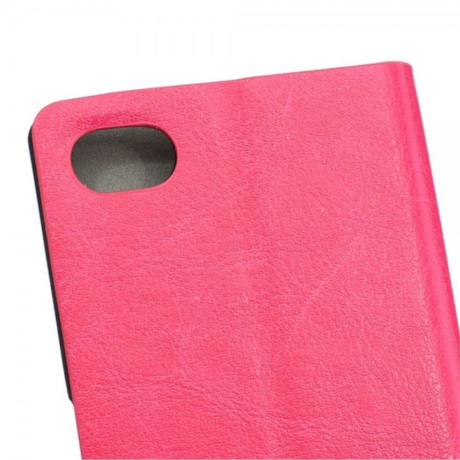 Sony Xperia Z5 Compact Schlichtes Crazy Horse Leder Case mit Kreditkartenslots - rosa