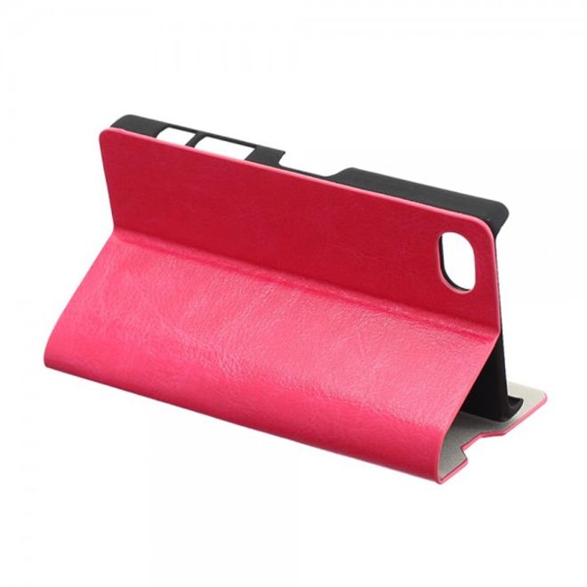 Sony Xperia Z5 Compact Schlichtes Crazy Horse Leder Case mit Kreditkartenslots - rosa
