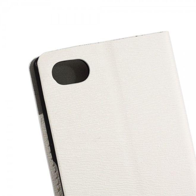 Sony Xperia Z5 Compact Leder Case mit Holzmuster - weiss