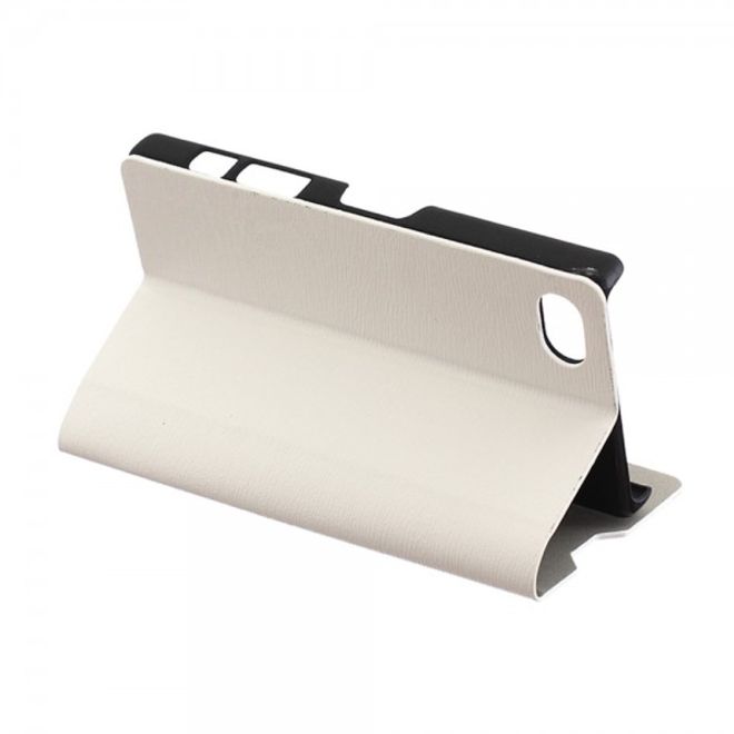 Sony Xperia Z5 Compact Leder Case mit Holzmuster - weiss
