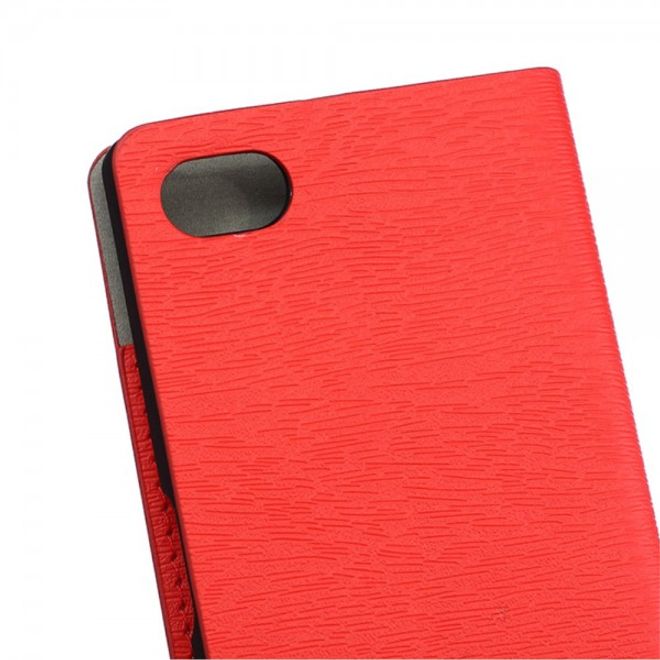 Sony Xperia Z5 Compact Leder Case mit Holzmuster - rot