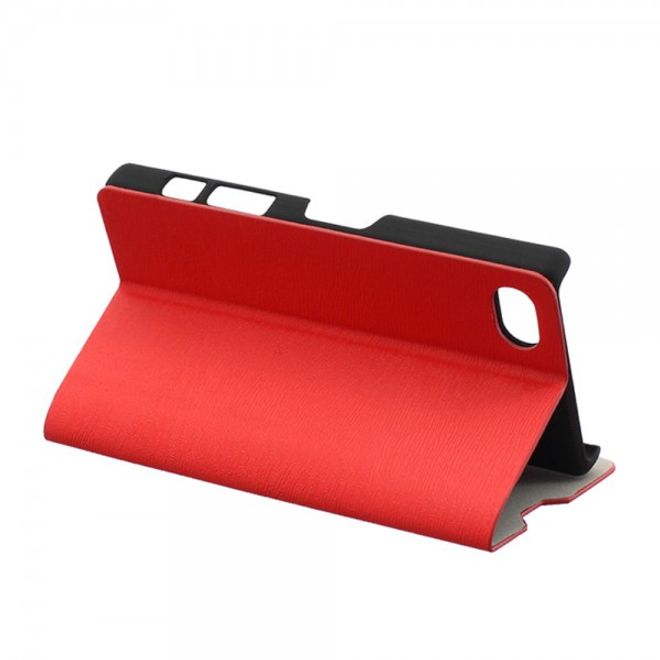 Sony Xperia Z5 Compact Leder Case mit Holzmuster - rot