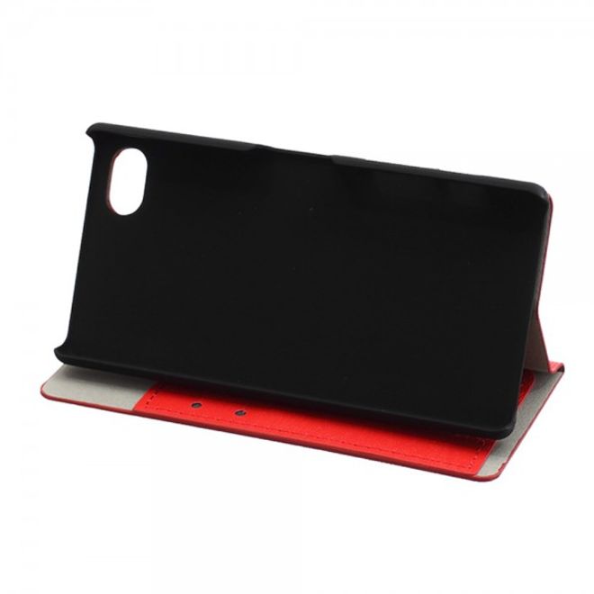 Sony Xperia Z5 Compact Leder Case mit Holzmuster - rot
