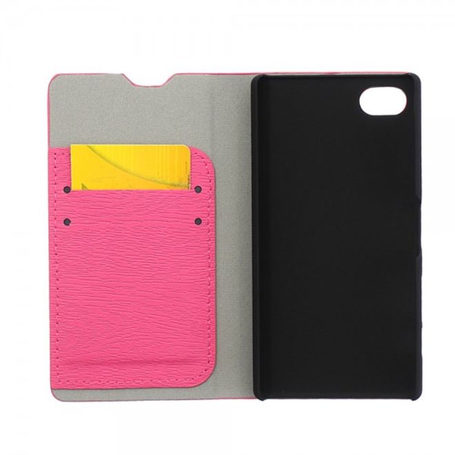 Sony Xperia Z5 Compact Leder Case mit Holzmuster - rosa